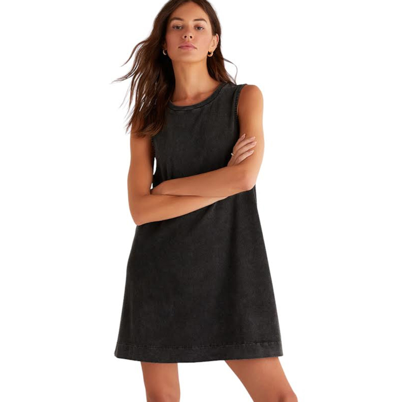 Z Supply Sloane Black Crew Neckline Mini Dress