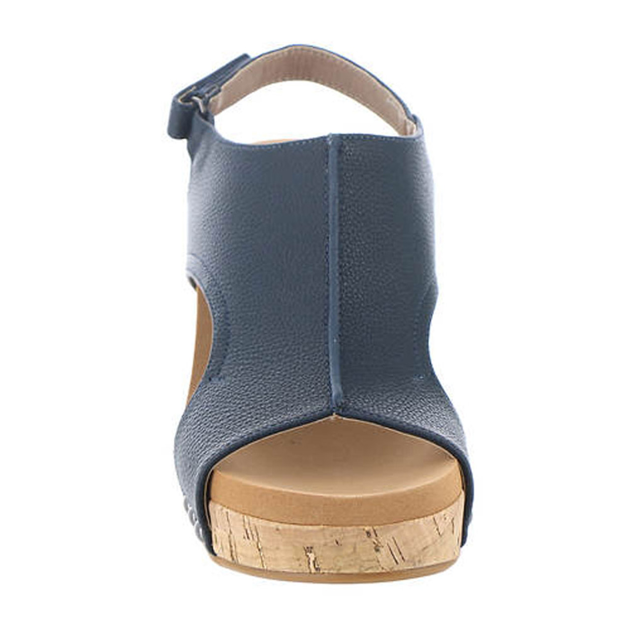 Size 10 Navy Blue and Gold Yoga Lynne Cork Wedge Flip Flops