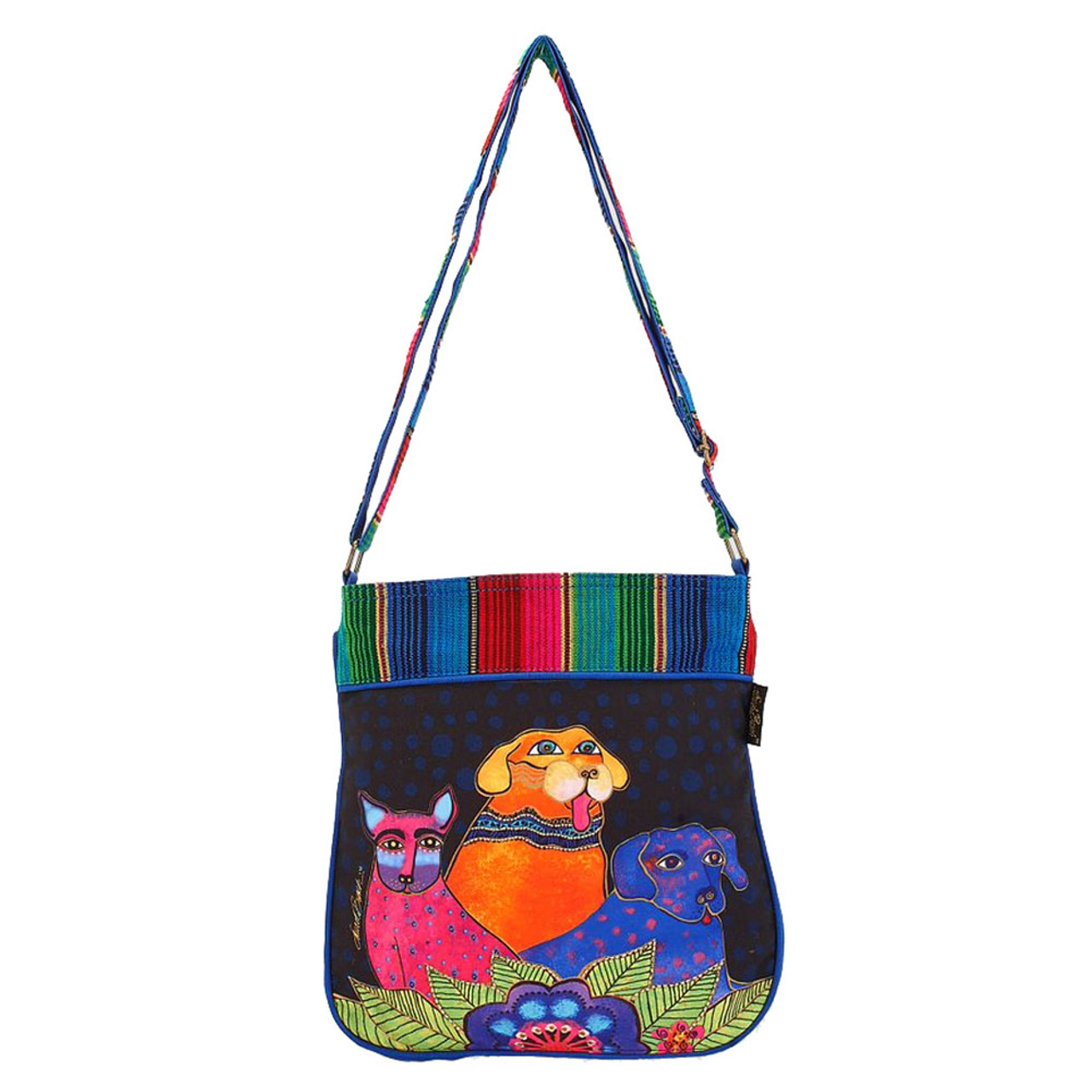 Small Polka Dot Gatos Tote | Black | Laurel Burch Studios