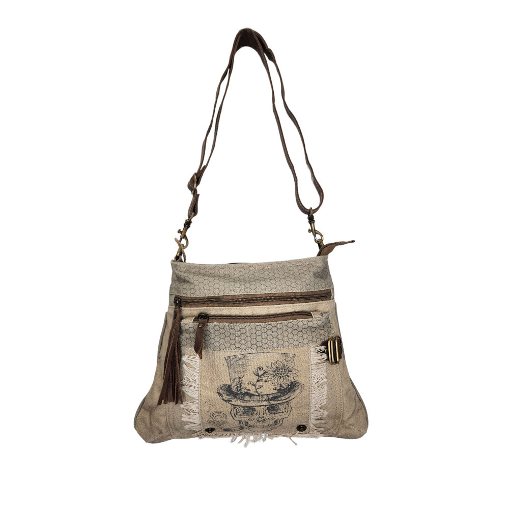 Skull Print Canvas Beach Bag main image 1