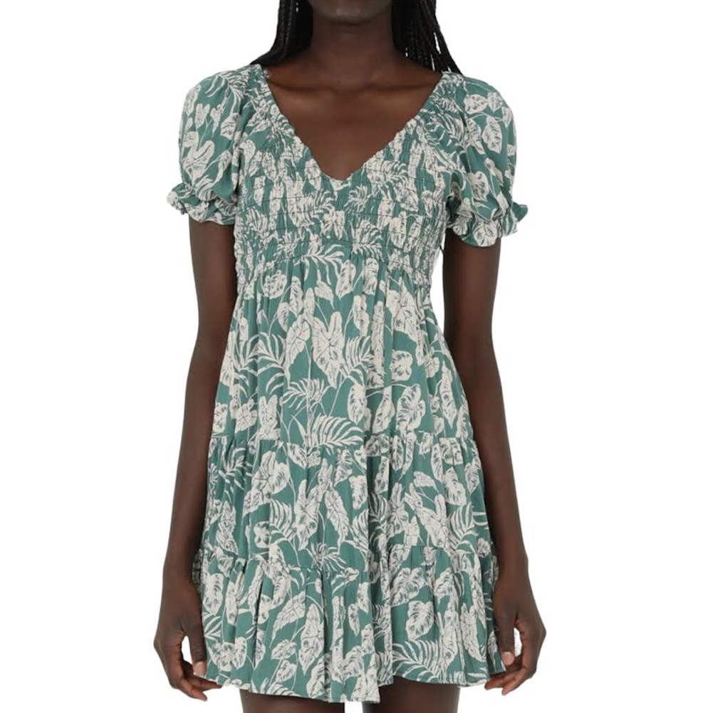 Angie Women's Navy Floral Sundress - Cold Shoulder With Spaghetti Straps & Keyhole Back