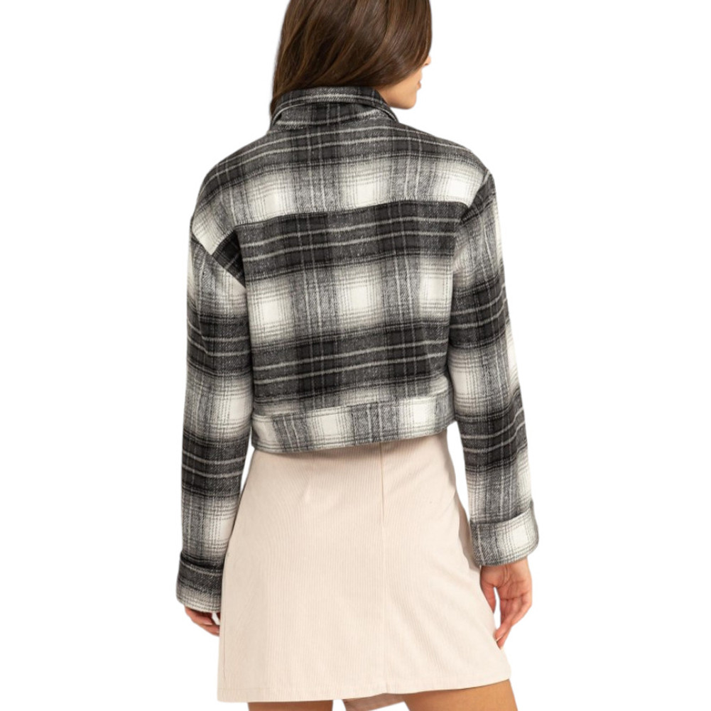 BLACK & WHITE PLAID CROPPED JACKET | PURPLE LEOPARD BOUTIQUE
