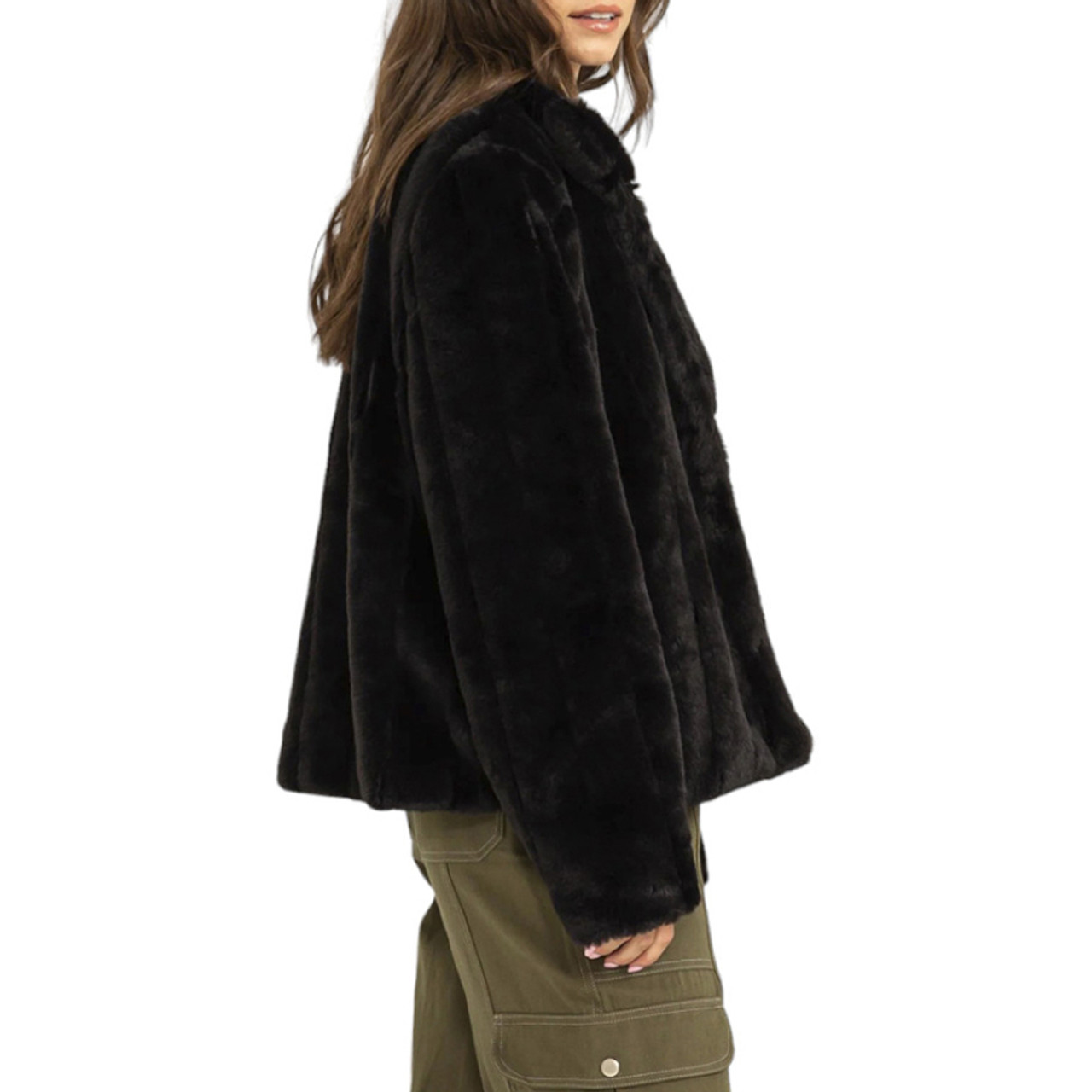 新品　FAUX FUR COAT ブラック Belted Faux Fur Coat | Karen Millen