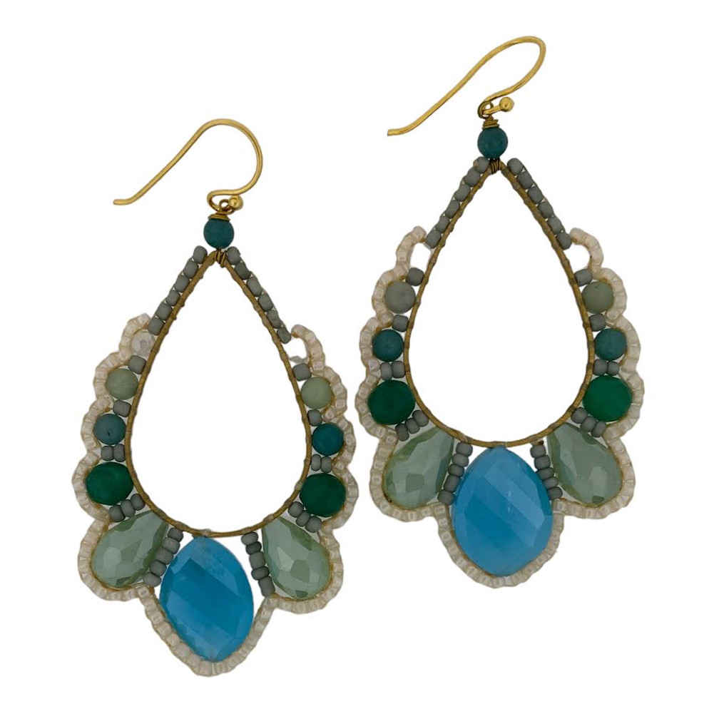 MARIANA EARR-RG-LG LTBLUE TEARDROP W/ CLR AROUND