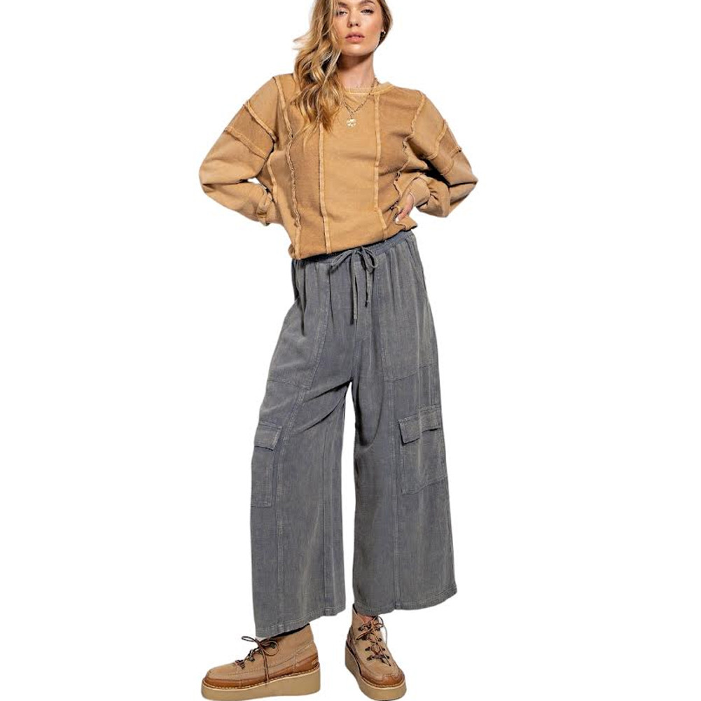 EASEL CROPPED WIDE LEG CARGO PANTS | PURPLE LEOPARD BOUTIQUE