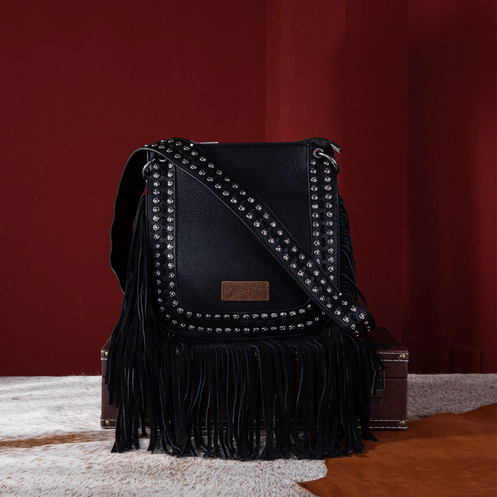WRANGLER BLACK STUDDED CONCEALED HOBO PURSE | PURPLE LEOPARD BOUTIQUE