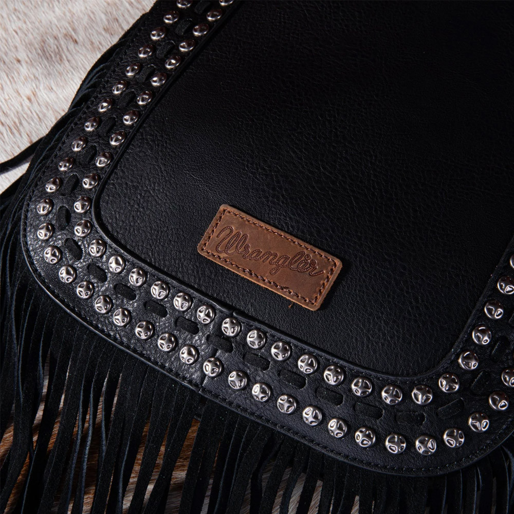 WRANGLER BLACK STUDDED CONCEALED HOBO PURSE | PURPLE LEOPARD BOUTIQUE