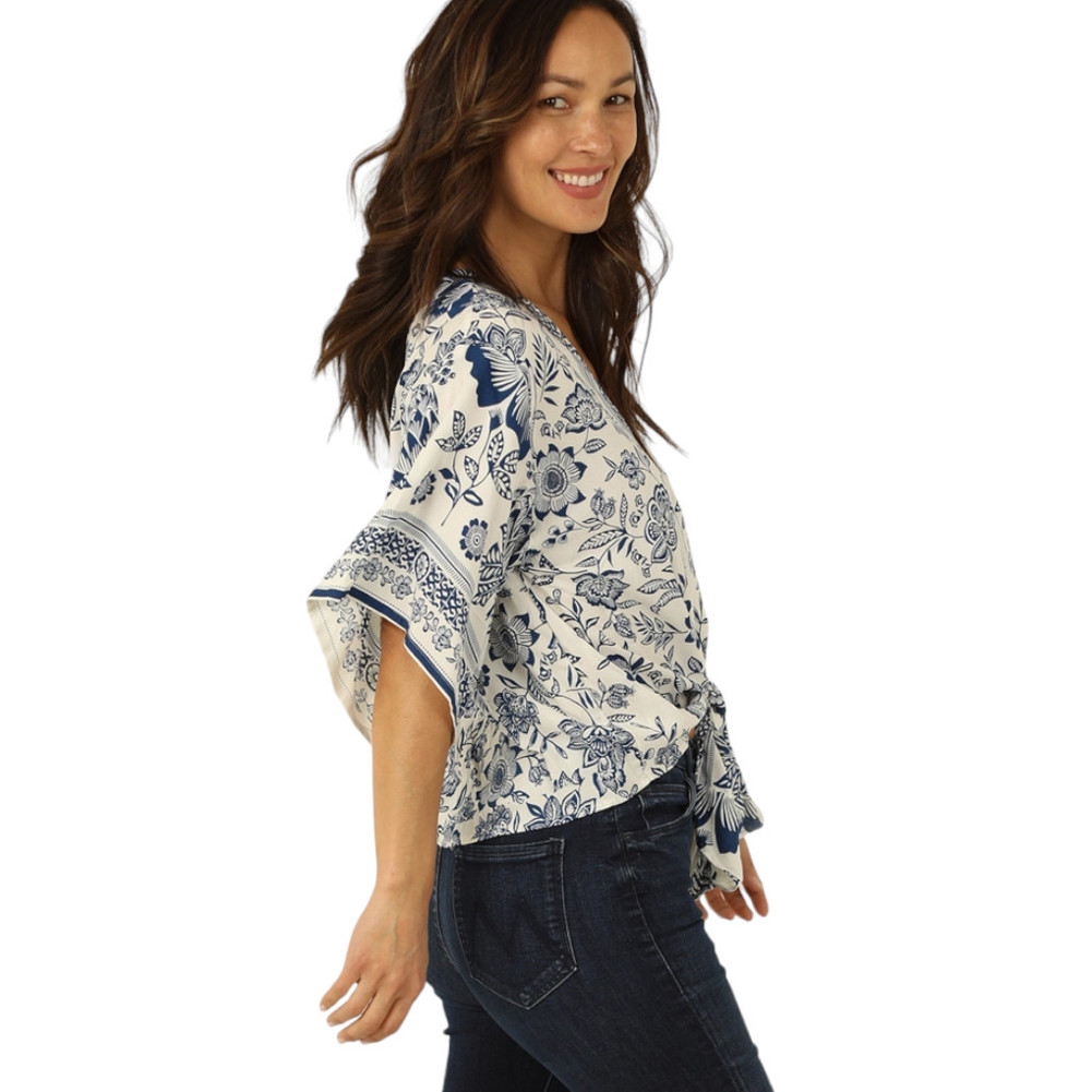 NOSTALGIA TIE FRONT FLORAL TOP | PURPLE LEOPARD BOUTIQUE