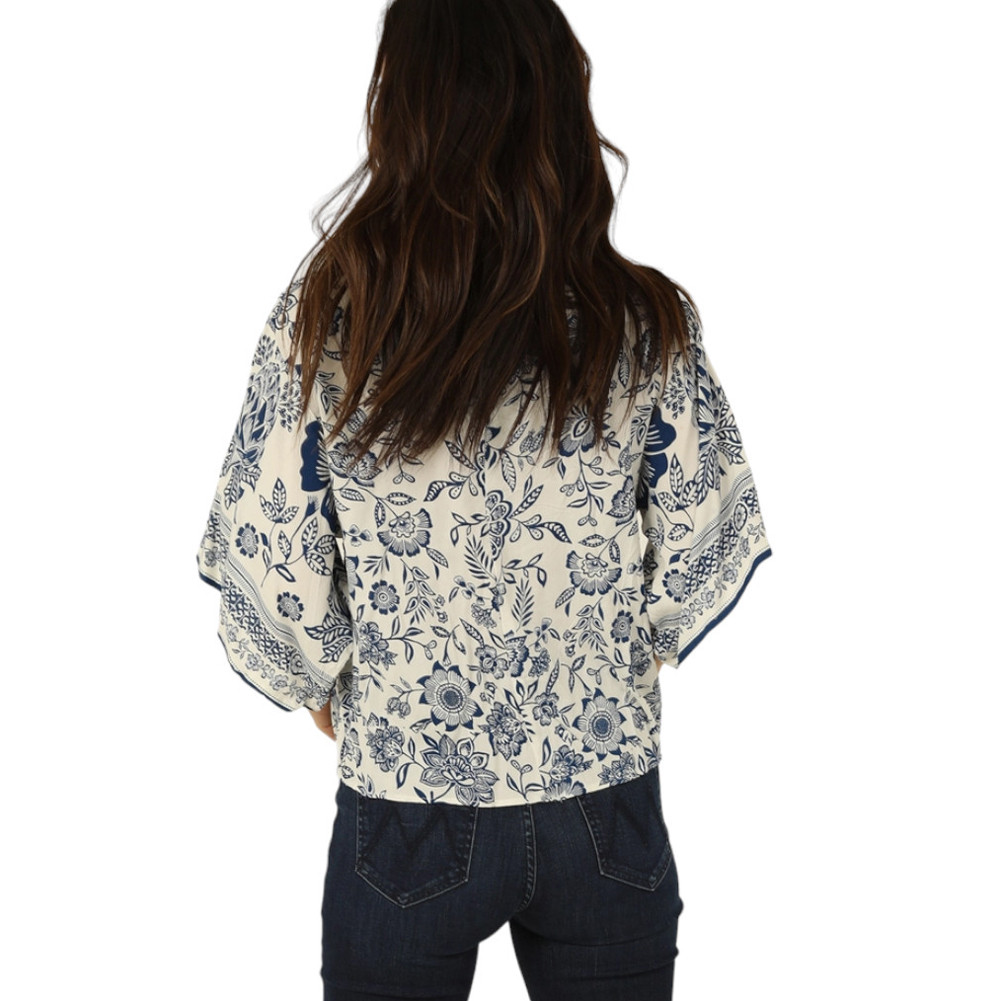 NOSTALGIA TIE FRONT FLORAL TOP | PURPLE LEOPARD BOUTIQUE