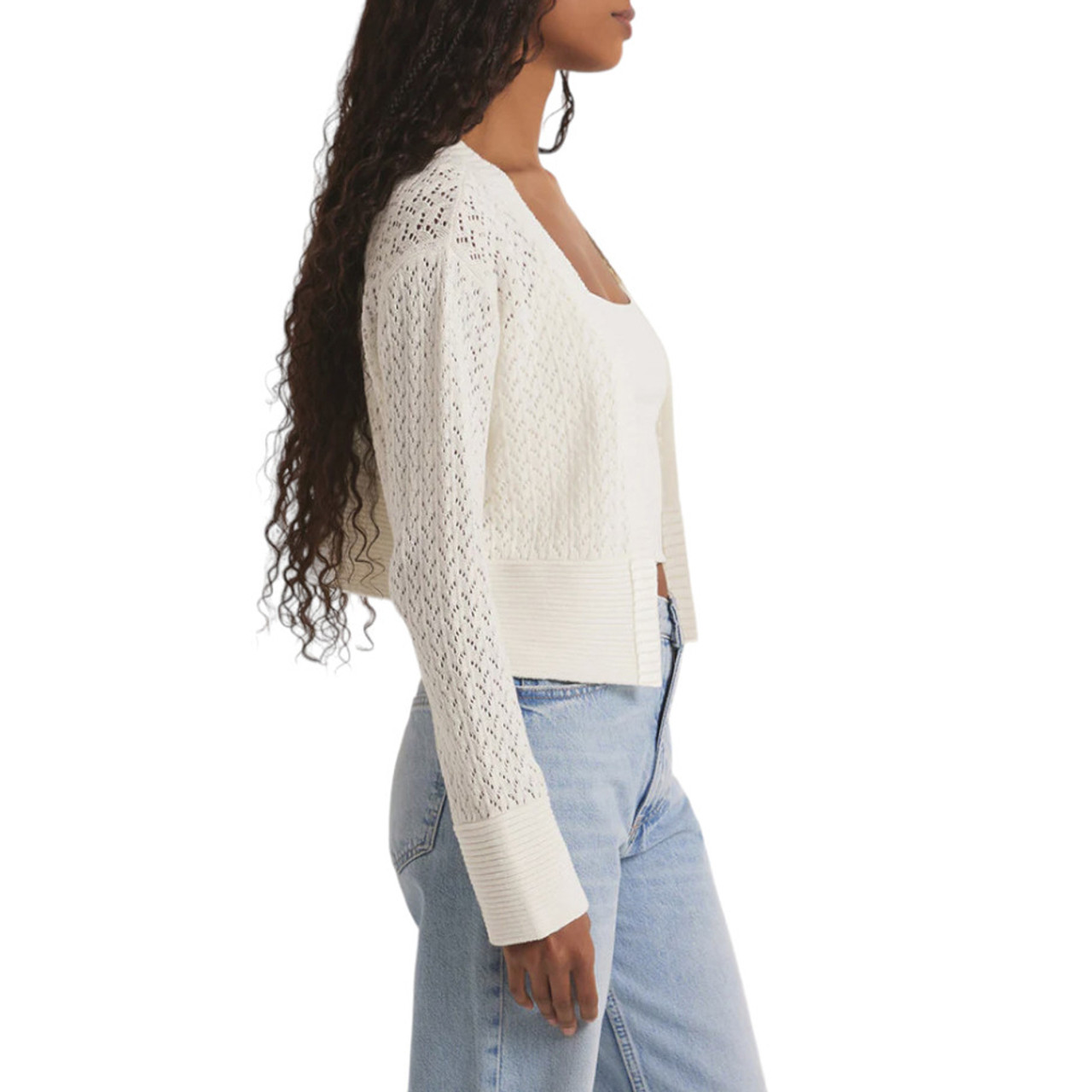 トップス short cardigan ICNGLKSND Women Short Puff Sleeve Cardigan Solid Knit Summer