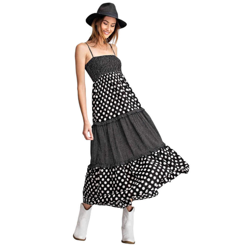 BLACK AND WHITE POLKA DOT DRESS | PURPLE LEOPARD BOUTIQUE