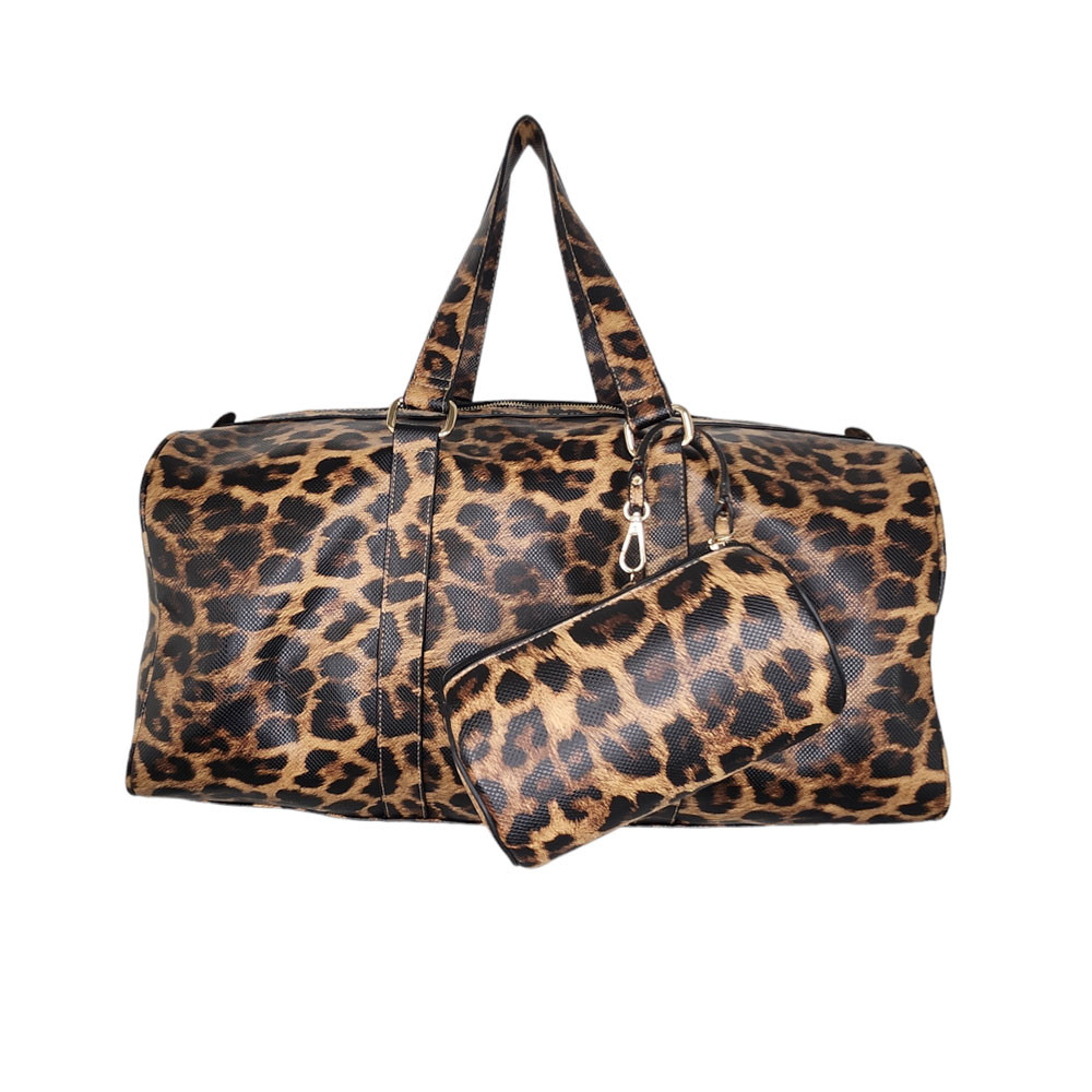 LEOPARD PRINT DUFFLE TRAVEL BAG PURPLE LEOPARD BOUTIQUE