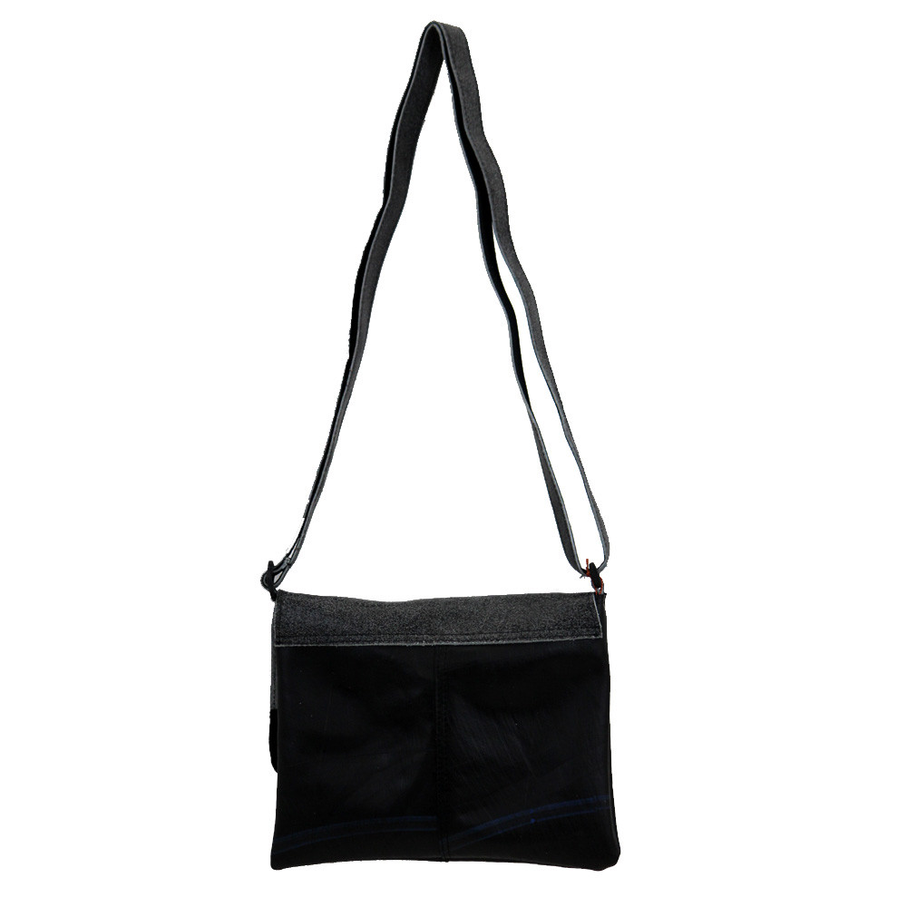 Recycled Tire and Leather Crossbody Purse