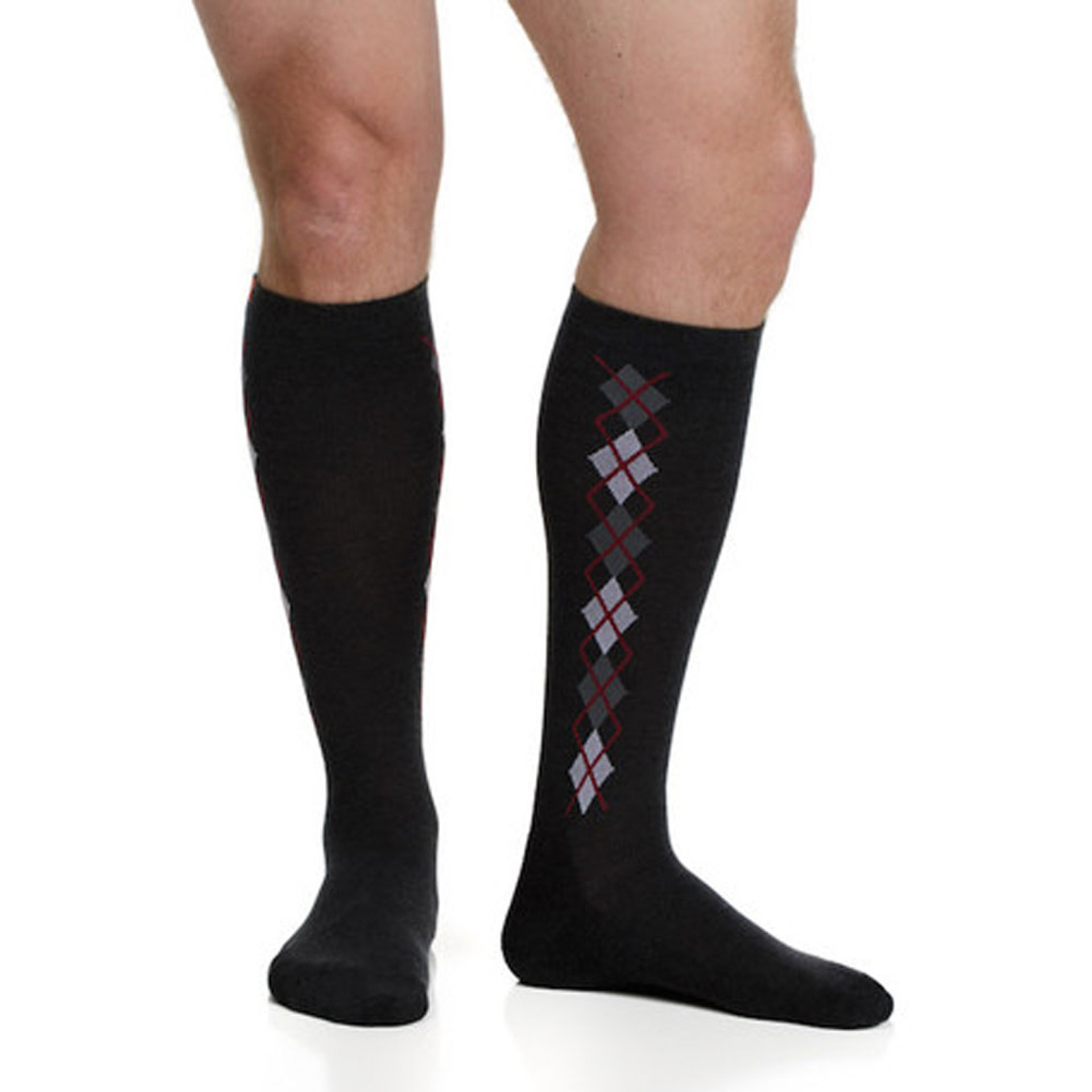 Men's Wool Knee High Compression Socks Argyle - Purple Leopard Boutique