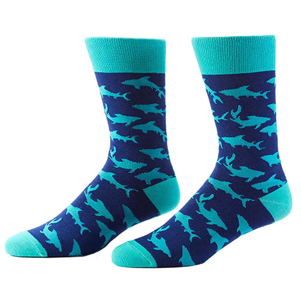Socksmith Men's Crew Socks Shark Attack Blue Purple Leopard Boutique