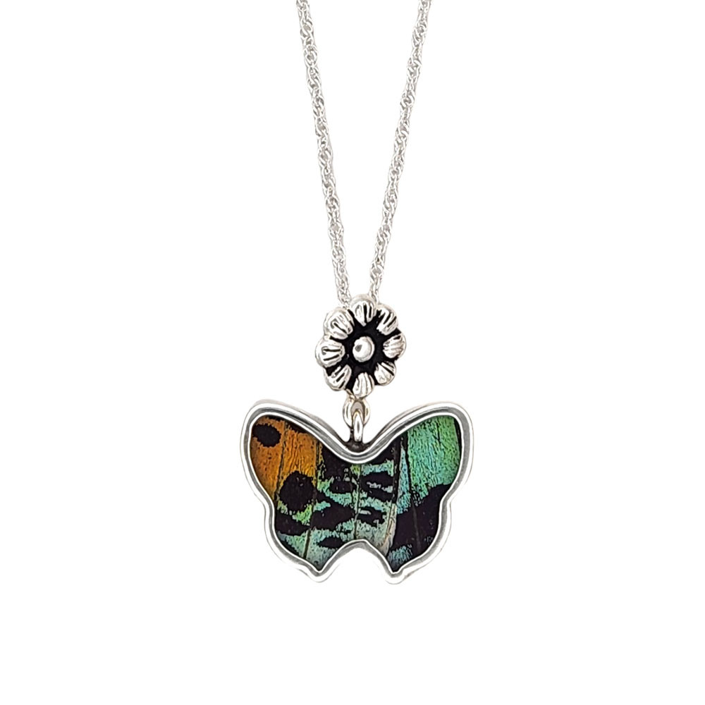 URANIA RIPHEUS BUTTERFLY NECKLACE PURPLE LEOPARD BOUTIQUE