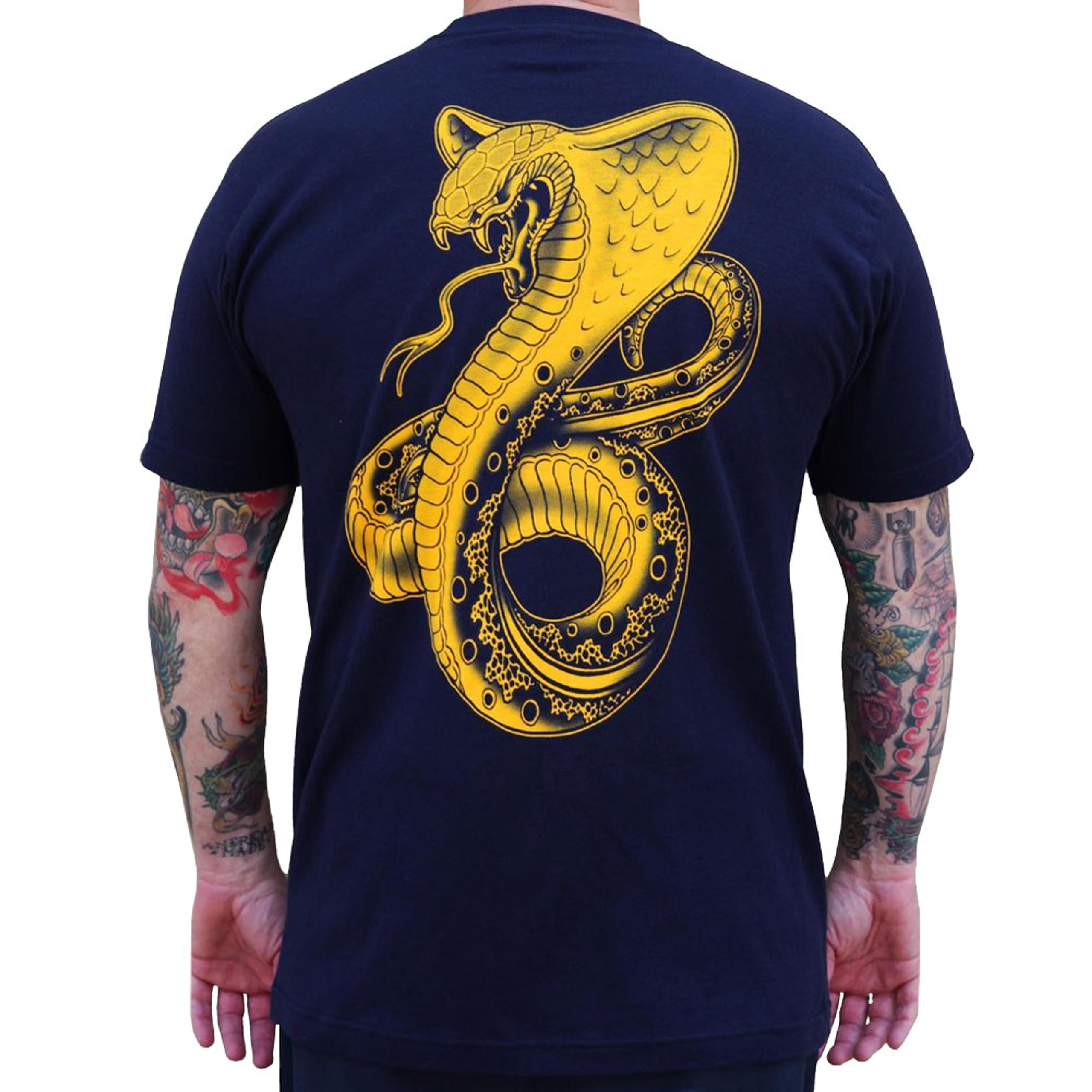 Golden Cobra by Tim Hendricks Men's Navy Blue Tee Shirt Tattoo Art ...