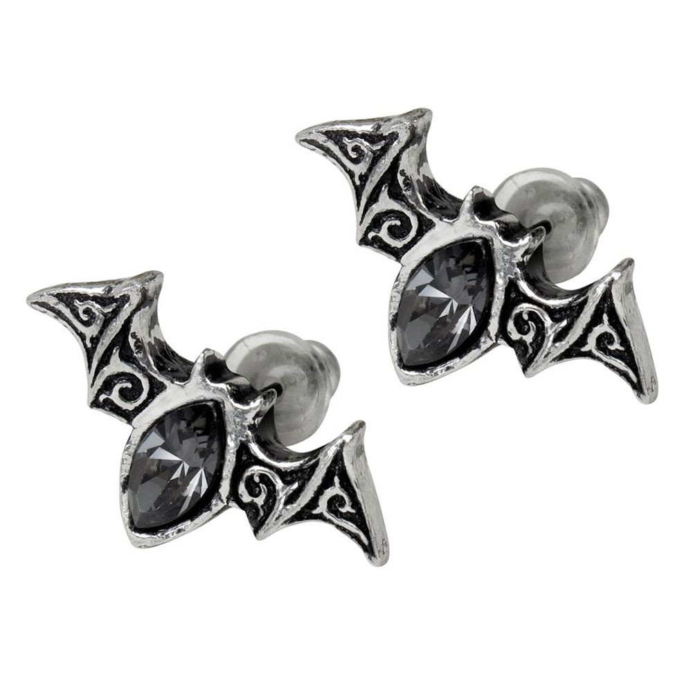 E186 ALCHEMY BAT STUD EARRINGS PURPLE LEOPARD BOUTIQUE