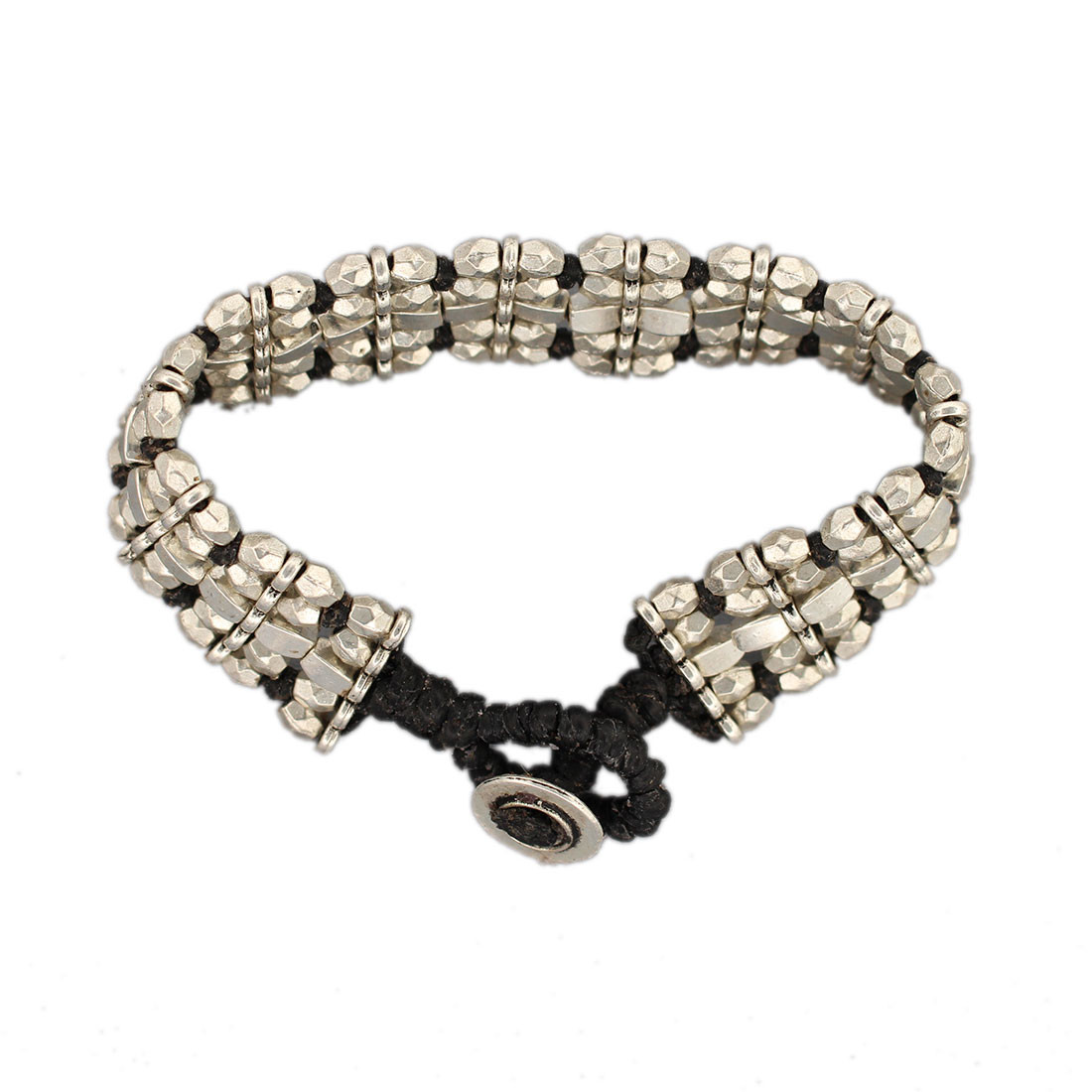 5 STRAND ALLOY SILVER BRACELET PURPLE LEOPARD BOUTIQUE