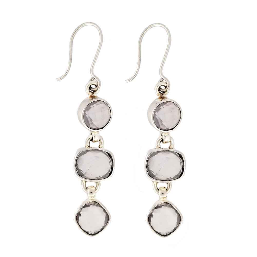 •ROSE QUARTZ - TEARDROP• silver dangle earrings