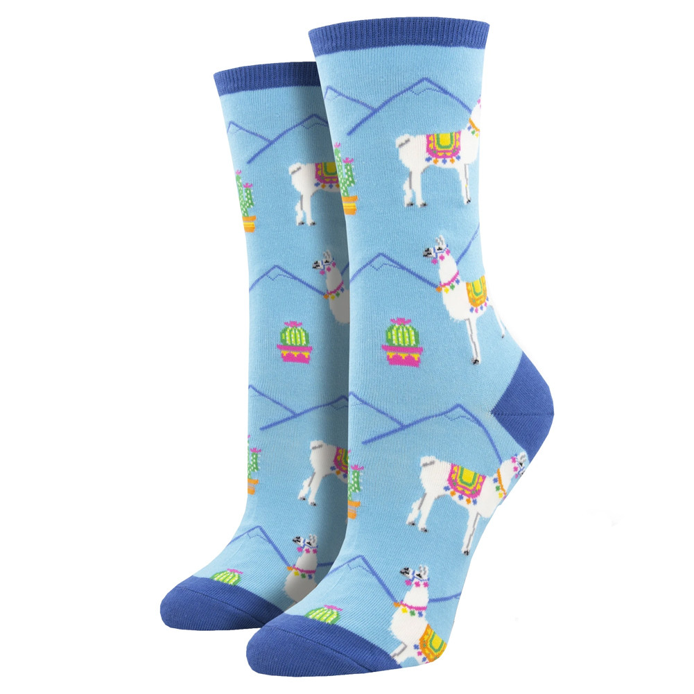 SHAMA LLAMA WOMEN'S CREW SOCKS PURPLE LEOPARD BOUTIQUE