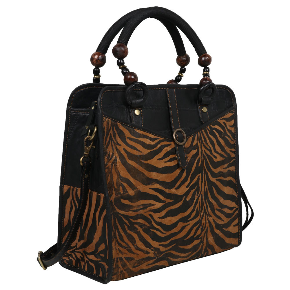 TIGER TOP HANDLE LEATHER PURSE PURPLE LEOPARD BOUTIQUE