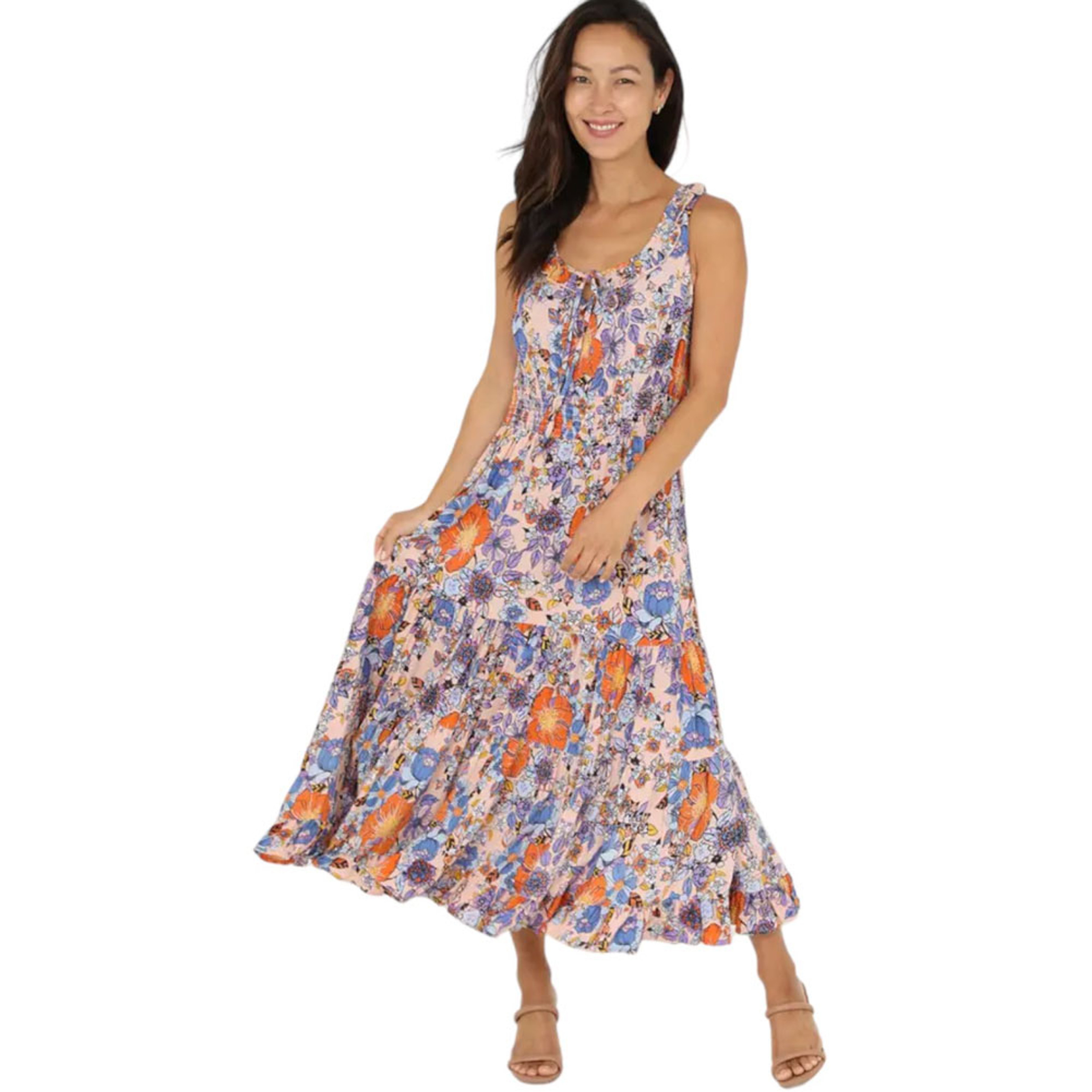 WOMEN'S GREEN FLORAL MAXI DRESS SUNDRESS | PURPLE LEOPARD BOUTIQUE