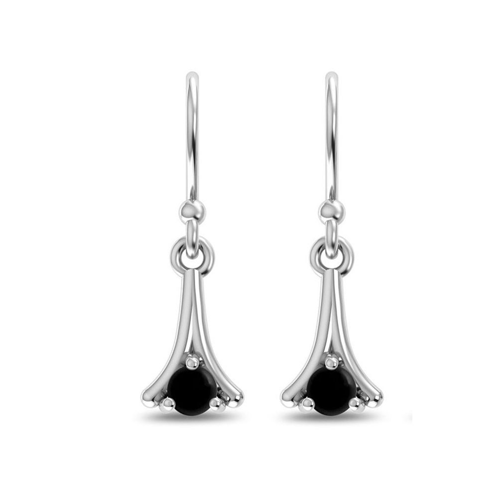 •BLACK ONYX - SOFT TRIANGLE• silver dangle earrings
