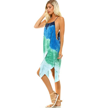 Blue and Green Tie Dye Summer Cover Up side view