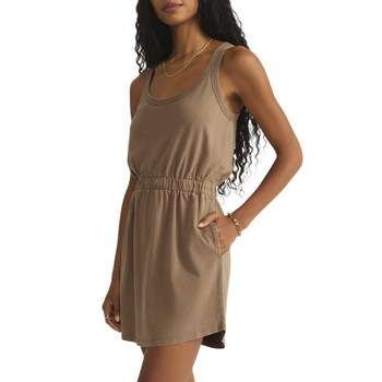 Z Supply Keegan Slub Jersey Mini Dress - Iced Coffee - side view