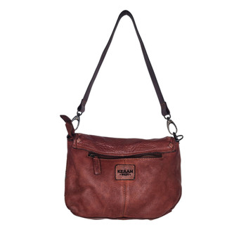 Dakota leather crossbody and shoulder purse with cactus embroidered design, backside view. 
