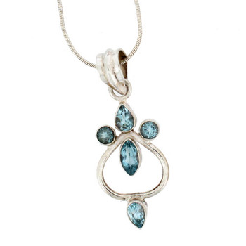 Blue Topaz Sterling Silver Pendant