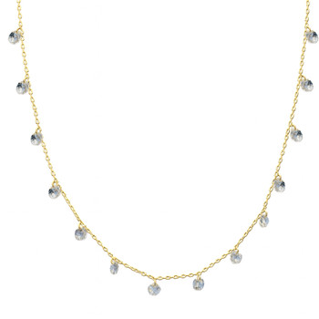 Gold-plated necklace with clear CZ crystals hanging.   Gold-plated necklace with clear CZ crystals hanging.