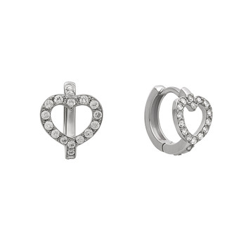 Sterling silver heart huggie earrings with Cubic Zirconia.  Sterling silver heart huggie earrings with Cubic Zirconia.