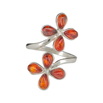 Adjustable flower brown Amber ring.  Adjustable flower brown Amber ring.