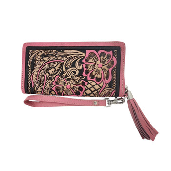 Myra Bag pink Magna leather wallet other side view. 
