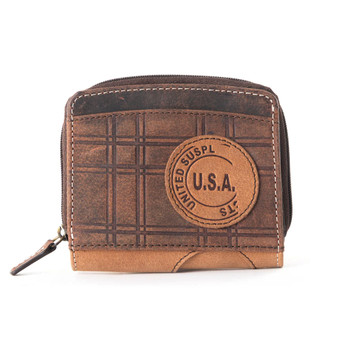 Nester brown leather zip-around wallet. 