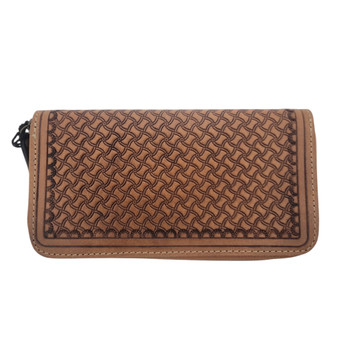 Myra Pecos Creek Trail Hair-on leather zip-around wallet backside. 