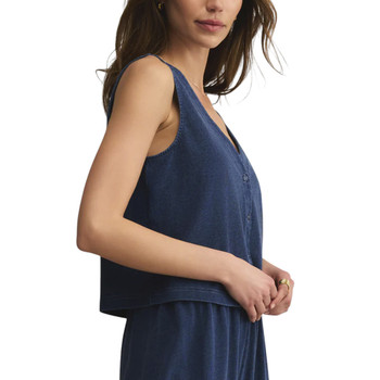 Z Supply Solace V-Neck Jersey Tank Vest - Indigo - side view Z Supply Solace V-Neck Jersey Tank Vest - Indigo - side view