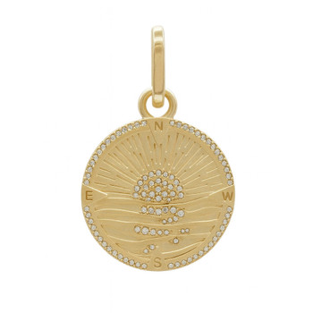 Sunrise compass gold-plate pendant with CZ stones. Sunrise compass gold-plate pendant with CZ stones.