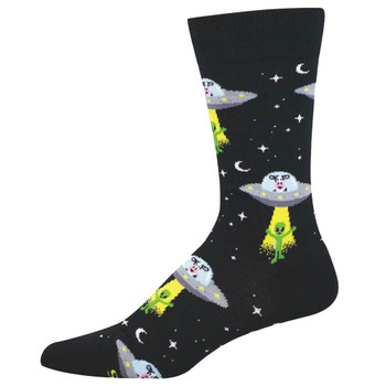 Socksmith Men's Socks - MOOve It On UP - Cow and Green Alien