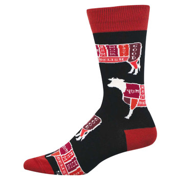 Socksmith Men's Socks - Beef Butcher Diagram  - Cattle Cuts Socksmith Men's Socks - Beef Butcher Diagram  - Cattle Cuts