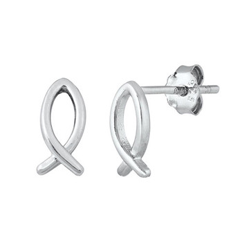 Small Christian fish stud earring.  Small Christian fish stud earring.