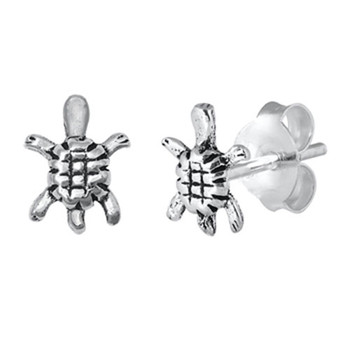 Turtle sterling silver stud earrings. 