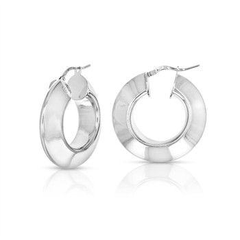 Domed hoop sterling silver earrings from Italy. 