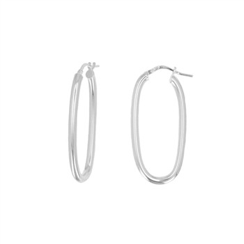 Sterling silver oval hoop earrings. 