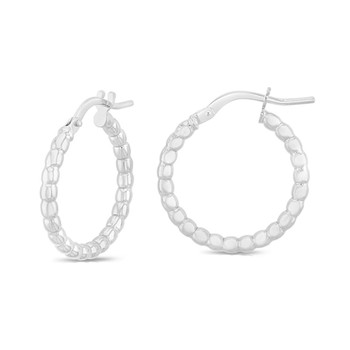 Oval bead detail sterling silver hoop earrings. 