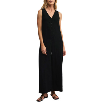 Z Supply Solace Textured Slub Jumpsuit - Black - front view