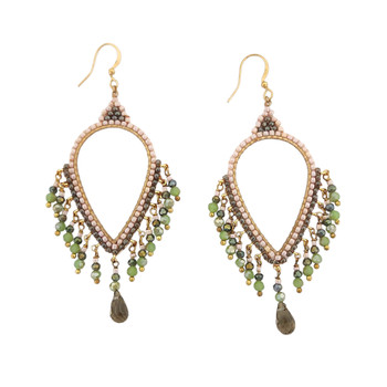 Large green beaded earrings.  Large green beaded earrings.