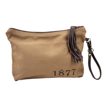 Paloma canvas pouch wristlet travel bag by Myra Bag backside.
